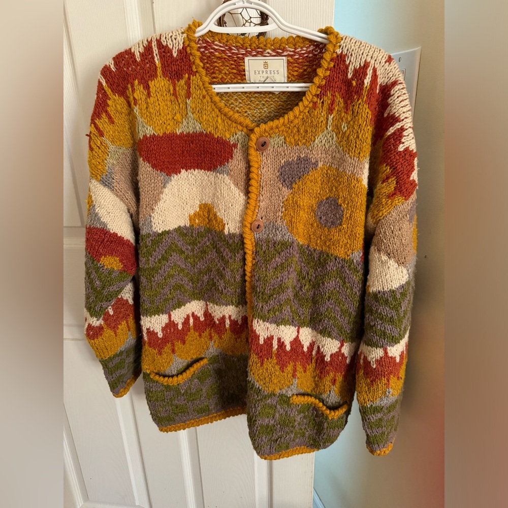 Express Tricot Wool Sweater Cardigan Cottagecore